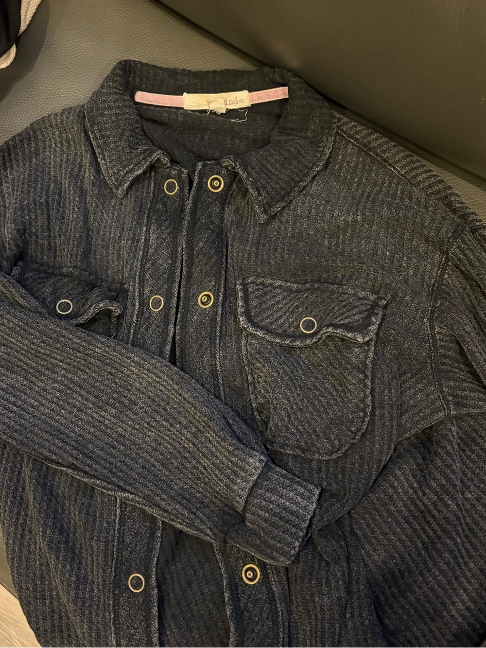 Washed Black Waffle Lightweight Jacket